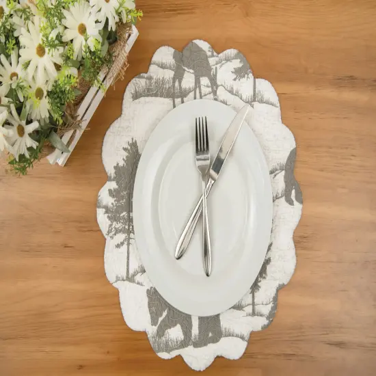 Henderson Hideaway Round Woven Reversible Rustic Winter Wilderness Placemats Set of 6, 17" {6}