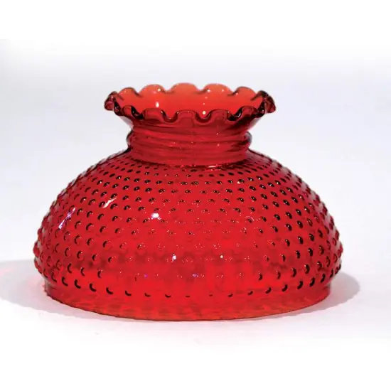 7" Cranberry Hobnail Oil Lamp Shade {1}