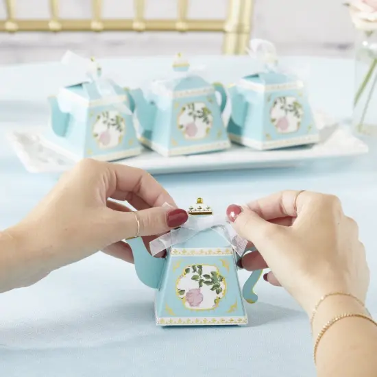 Tea Time Whimsy Teapot Favor Box - Blue (Set of 24) {4}