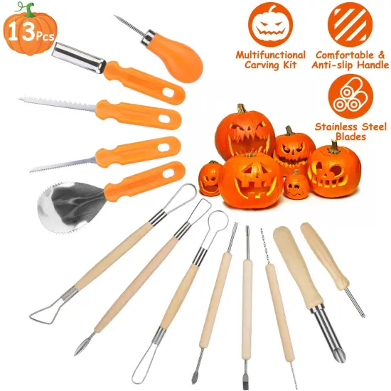 Halloween Pumpkin Carving Kit | Stainless Steel Decorative Tools for Sculpting and Cutting {1}
