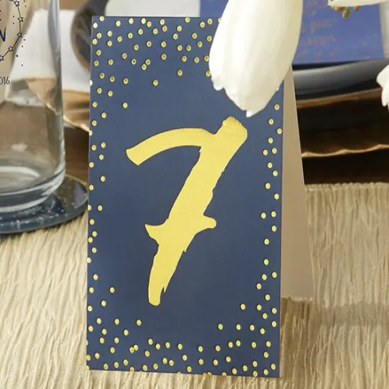 Navy and Gold Foil Tented Table Numbers 1-18 {4}