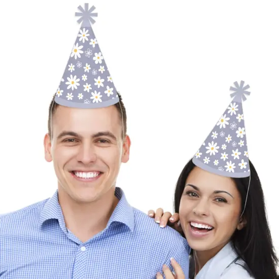 Big Dot of Happiness Purple Daisy Flowers - Cone Happy Birthday Party Hats for Kids and Adults - Set of 8 (Standard Size) {3}