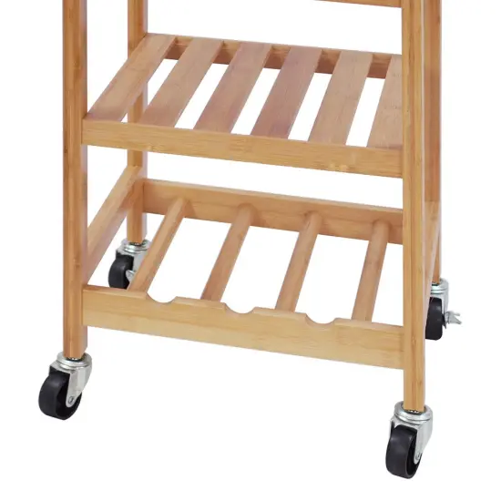 Oceanstar Bamboo Kitchen Trolley Brown {4}