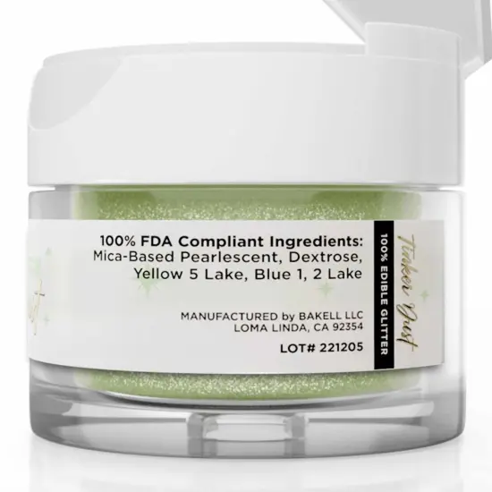 Bakell - Soft Green Tinker Dust Edible Glitter (5g, 1x Jar) for Food, Desserts, and Beverages! {6}