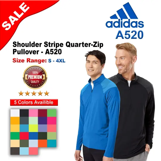 Adidas&reg; Shoulder Stripe Quarter-Zip Pullover Grey three {2}