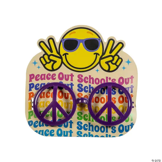 Kids 6" x 5 1/4" Peace Out School&rsquo;s Out Plastic Glasses with Card for 12 {2}