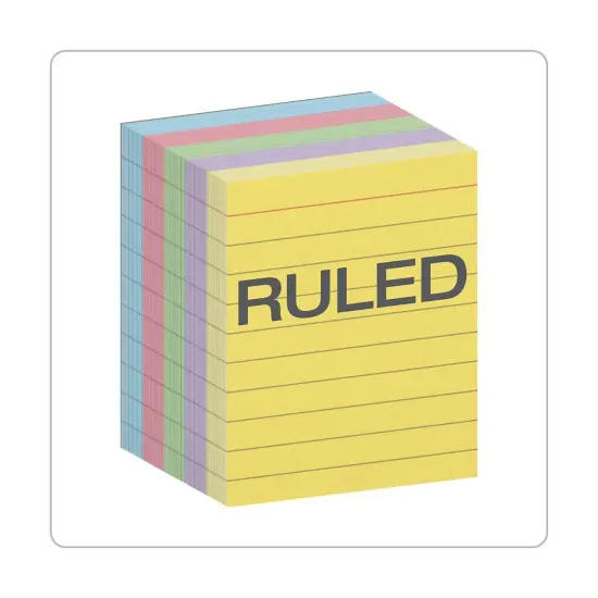 Mini Index Cards, 3" x 2.5", Ruled, Assorted Colors, 200 Per Pack, 6 Packs {4}