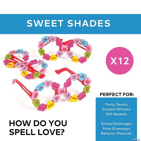 Kids Conversation Heart Glasses - 12 Pc. {3}