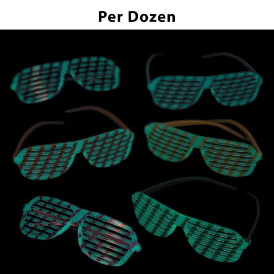 Kids Bright Color Glow-in-the-Dark Shutter Glasses - 12 Pc. {1}