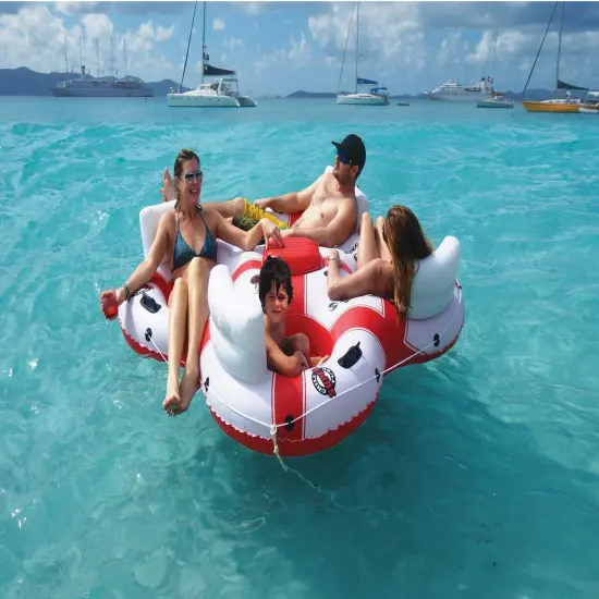 Swim Central Solstice Super Chill Quarto 4 Person Swimming Pool Float - 78" - White and Red {3}