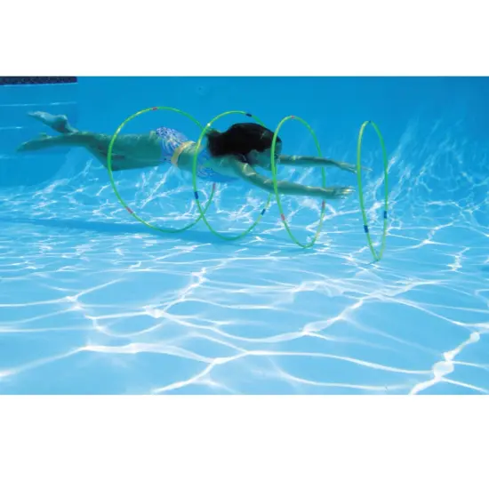 Swim Central Set of 4 Pink, Yellow and Blue Underwater Slalom Hoops for Swimming Pools 30" {3}