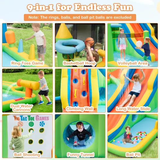 Inflatable Water Slide With Splash Pool And Climbing Wall For Oudoor Indoor Without Blower {6}