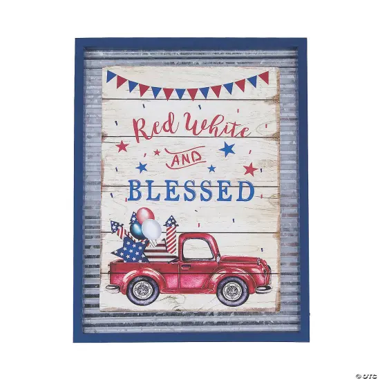 Patriotic Red White & Blessed Wall Sign {1}