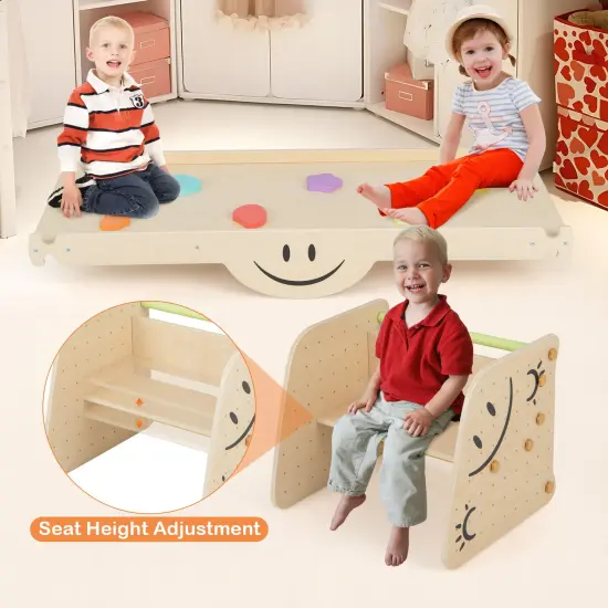 Wooden Climbing Toy Triangle Climber Set With Seesaw-multicolor {5}
