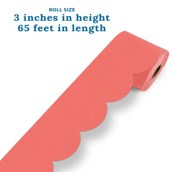 Carson Dellosa 65Ft of Salmon Pink Bulletin Board Borders, 1 Roll of Scalloped Trim for Rolling Whiteboard, Cork and Posterboard, Party, Spring Decorations, and Classroom Decor {3}