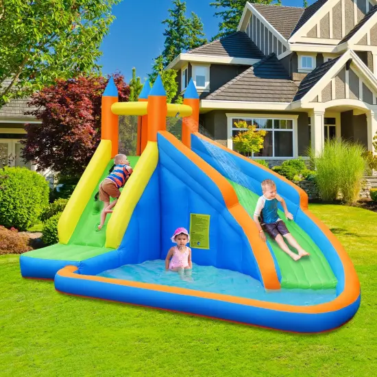 Inflatable Mighty Bounce House Jumper with Water Slide without Blower {1}