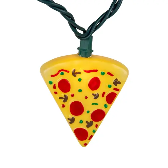 Northlight Pepperoni Pizza Indoor Outdoor Patio Light Set - 6' - Green Wire - 10ct Yellow {6}
