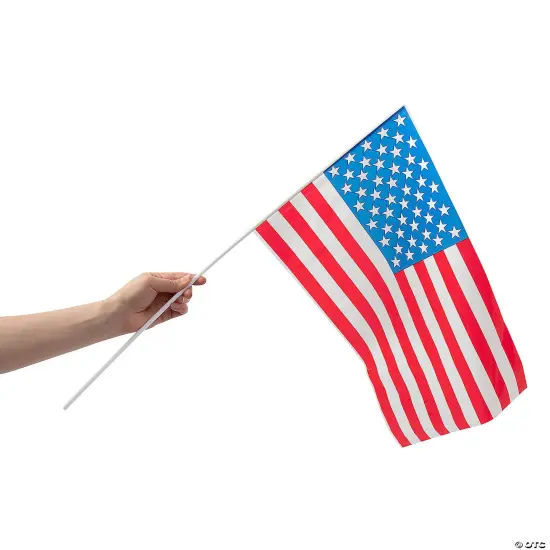 18" x 11" Large Classic Plastic American Flags on Sticks - 12 Pc. {2}