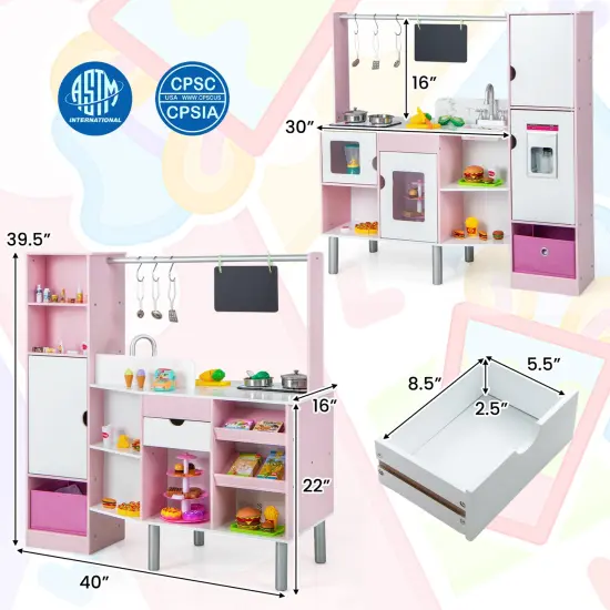2-in-1 Double-sided Kids Kitchen And Market With Realistic Light And Sound {4}