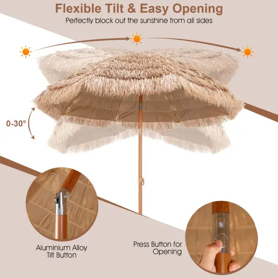 7.2 Feet Patio Thatched Tiki Umbrella Hawaiian Hula Beach Umbrella {6}