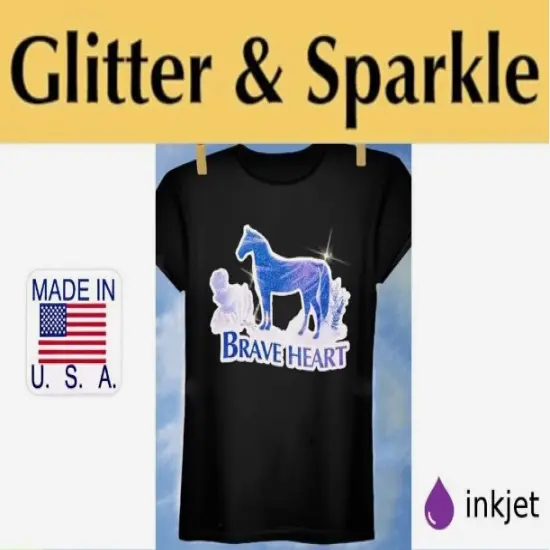 Blue Glitter Heat Transfer Paper for Inkjet Printer (15 Sheets, 8.5x11'') Printable Heat Transfer Vinyl for T Shirts Iron on Transfers for Light & Dark Fabrics {1}