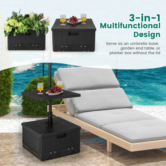 3-in-1 Multi-functional Design Outdoor Fill-able Umbrella Base With Table Tray {6}