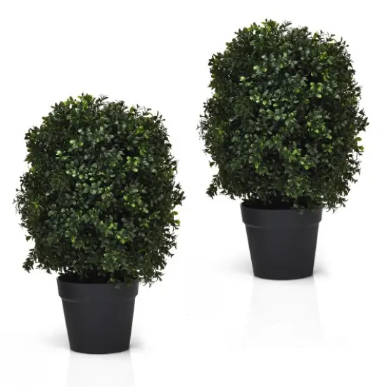 2 Pieces 24 Inch Artificial Decoration Boxwood Topiary Ball Tree {1}