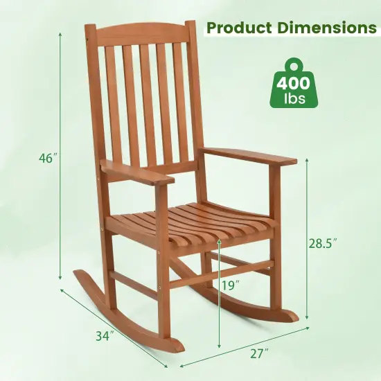 Eucalyptus Wood Rocker Chair With Stable And Safe Rocking Base For Garden {5}