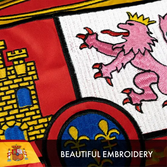 G128 Spain (Spanish) Flag | 3x5 feet | Double Sided Embroidered 210D Indoor/Outdoor, Brass Grommets, Heavy Duty Polyester {4}