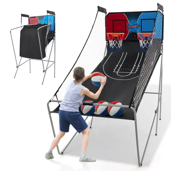 Dual Shot Basketball Arcade Game With 8 Game Modes And 4 Balls-Red {4}