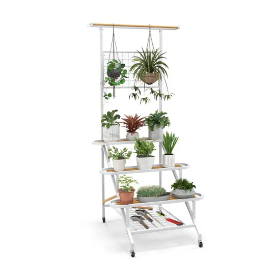 4-tier Hanging Plant Stand With Hanging Bar {3}