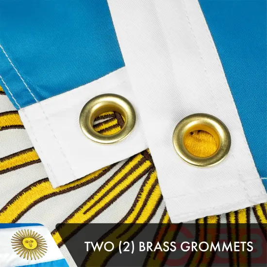 G128 Argentina (Argentinian) Flag | 3x5 feet | Double Sided Embroidered 210D “ Indoor/Outdoor, Brass Grommets, Heavy Duty Polyester {3}