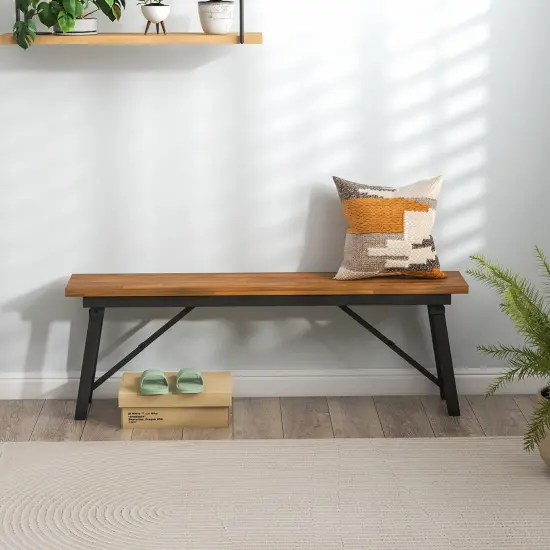 Folding Picnic Bench Set Rectangular Acacia Wood Dining Camping BBQ Benches {6}