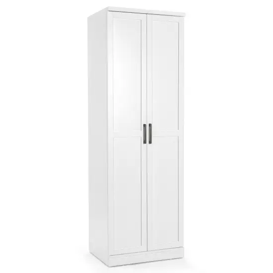 70 Inch Freestanding Storage Cabinet with 2 Doors and 5 Shelves-White {3}