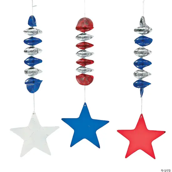34 1/2" Patriotic Stars Hanging Swirls - 12 Pc. {1}