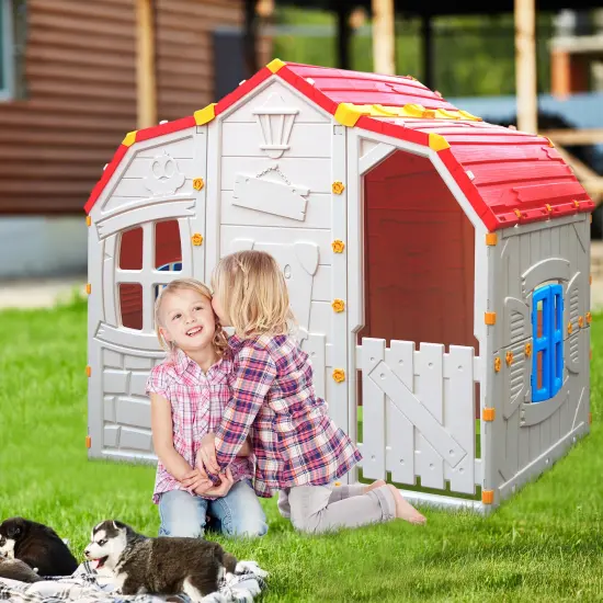 Cottage Kids Playhouse With Openable Windows And Working Door {2}