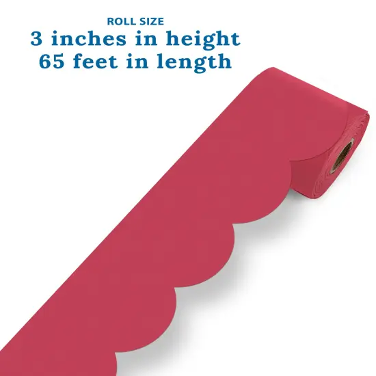 Carson Dellosa 65Ft of Berry Red Bulletin Board Borders, 1 Roll of Scalloped Trim for Rolling Whiteboard, Cork and Posterboard, Party, Christmas Decorations, and Classroom Decor {3}
