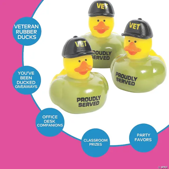 2" Veteran Rubber Ducks in Green T-Shirts and Black Cap - 12 Pc. {2}