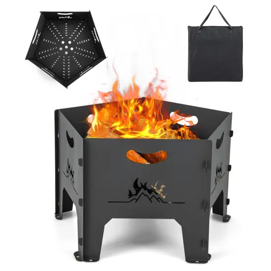 19 Inches Collapsible Portable Plug Fire Pit With Storage Bag {3}