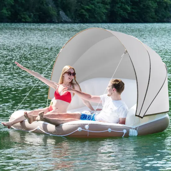 Inflatable Pool Float Lounge Swimming Raft With Large Canopy {3}
