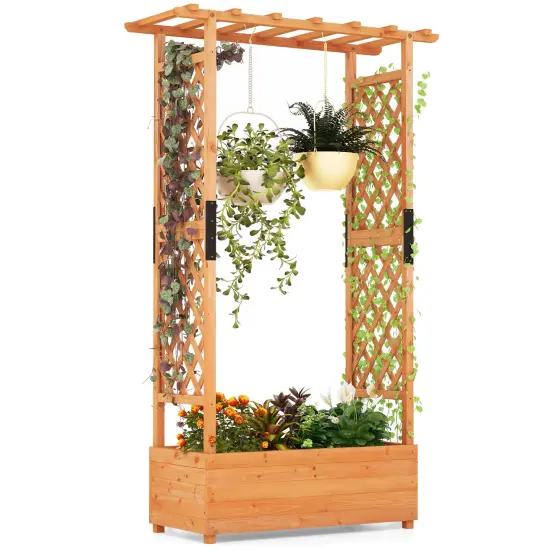 Raised Garden Bed With Arch Trellis-Orange {4}