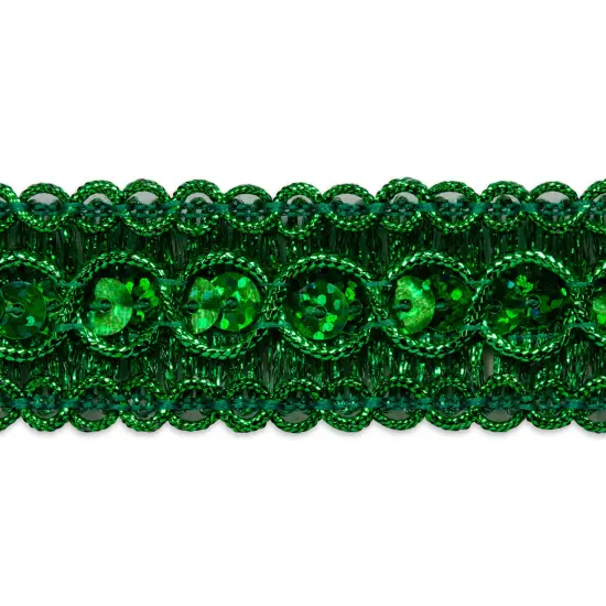 20 yards of Trish Sequin Metallic Braid Trim | 20 yard cut Green {1}