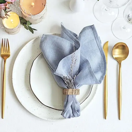 4-Pieces Birch Wood Slices Napkin Rings {2}