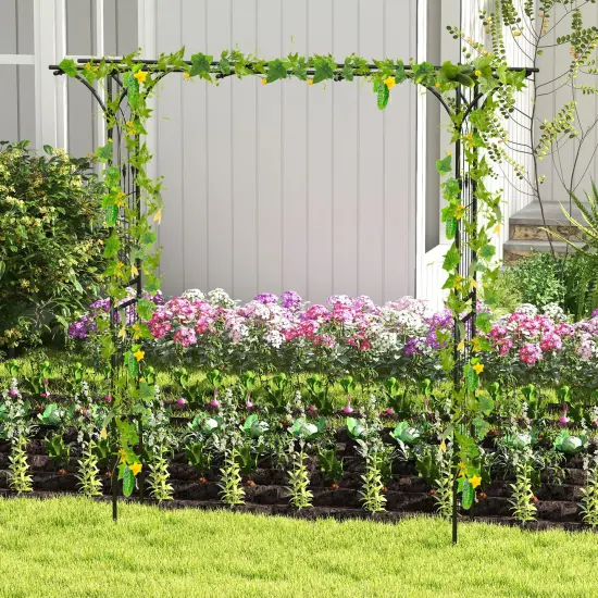 81 Inch Garden Arbor Metal Archway For Climbing Plants-Black {6}