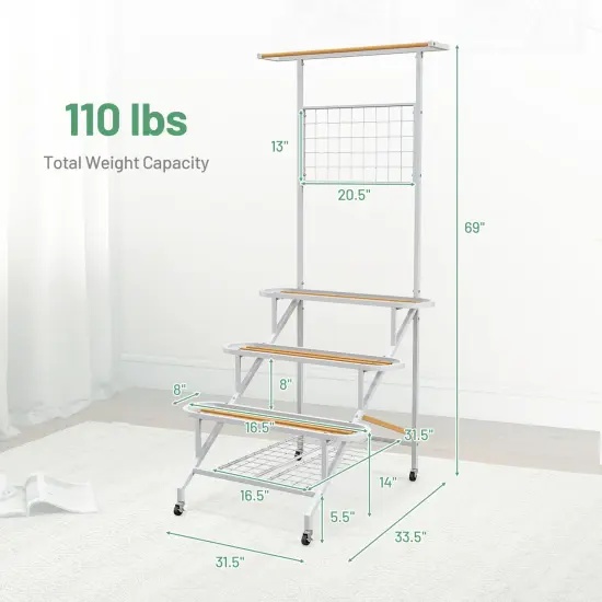 4-tier Hanging Plant Stand With Hanging Bar {4}