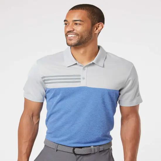 Adidas&reg; Heathered Colorblocked 3-Stripes Polo Color 1 {6}