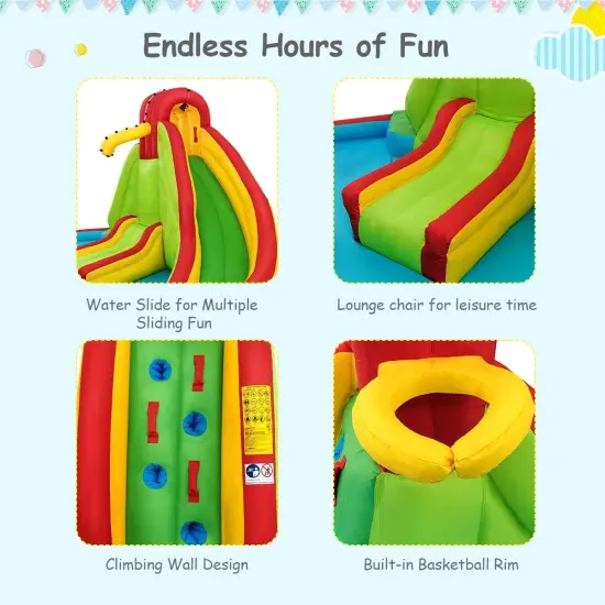 Kids Gift Inflatable Water Slide Bounce Park with 480 W Blower {5}