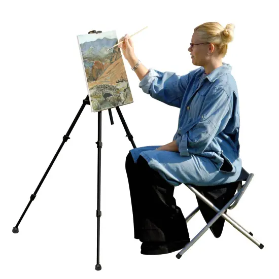 Creative Mark Feather Portable Lightweight Painting Adjustable Folding Tripod Easel Stand for Painting with Tripod Weight Bag, Easy-Lok Canvas Holder Fits 1.5" Canvases from 4''-30'' Tall {5}