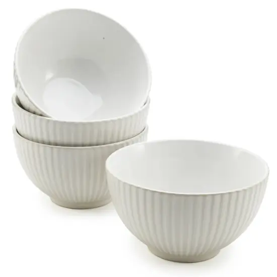 American Atelier Fluted Cereal Bowls | Set of 4 22-Ounce - White {1}