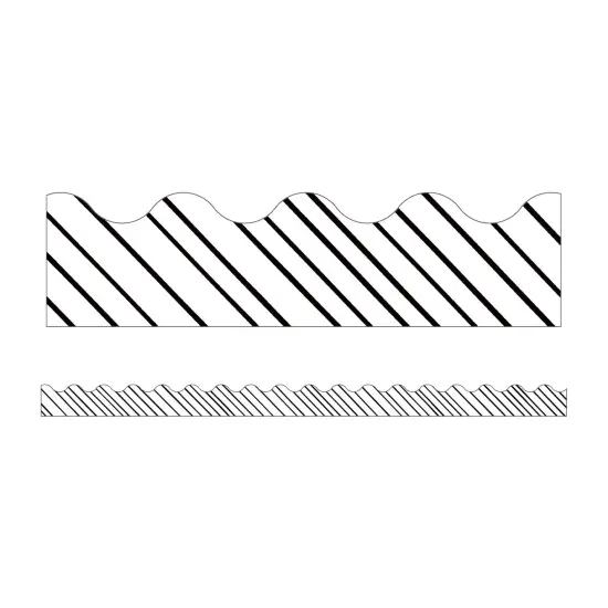Kind Vibes Black & White Stripes Scalloped Borders, 39 Feet Per Pack, 6 Packs {2}
